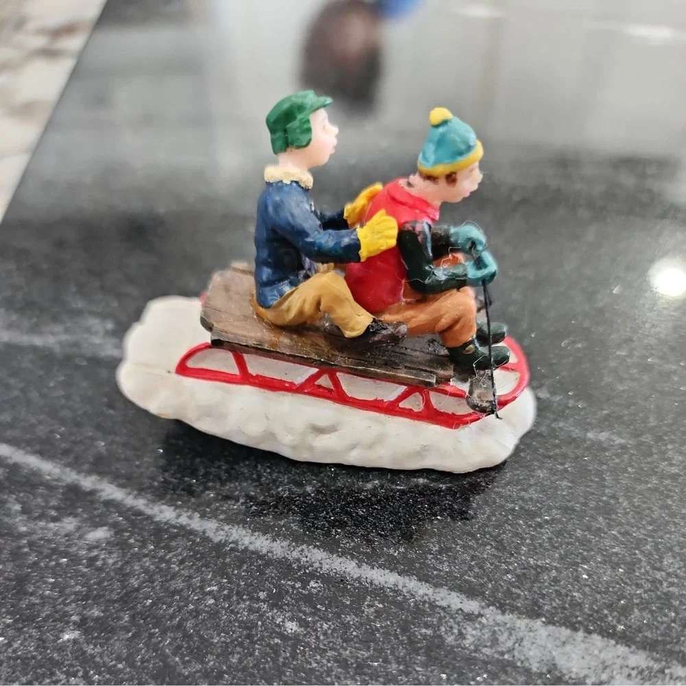 Lemax Village Collection Figurines Kids Toboggan & Up Down Set of 2